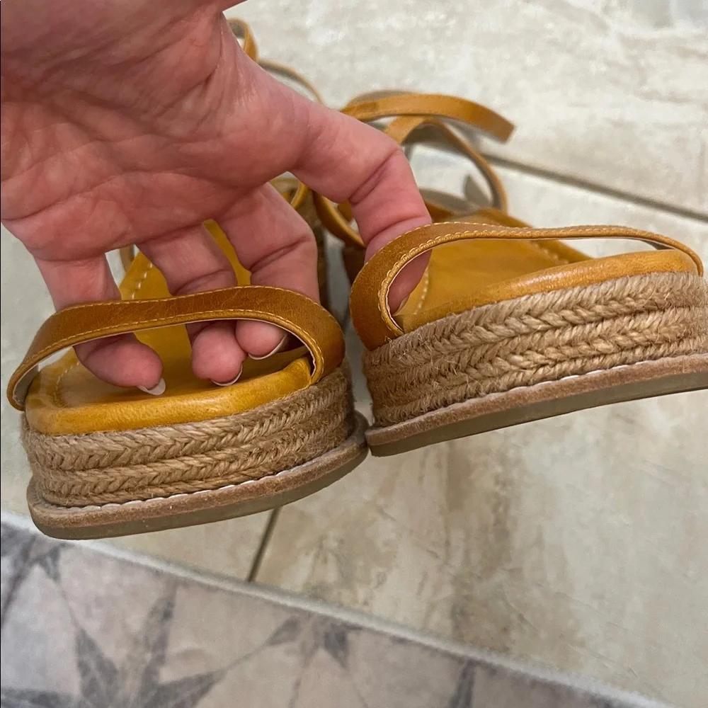 PAIGE Jamie Platform Wedge Espadrille Sandal Mango Leather 8.5